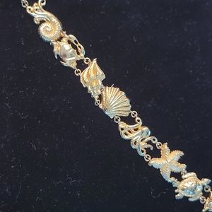 14kt Yellow Gold Sealife Bracelet